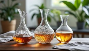 découvrez une sélection élégante de carafes design, parfaites à offrir en cadeau à un amateur de belles pièces et de dégustation raffinée.